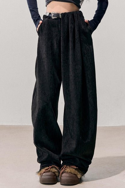 Fleece-Lined Wide-Leg Pants