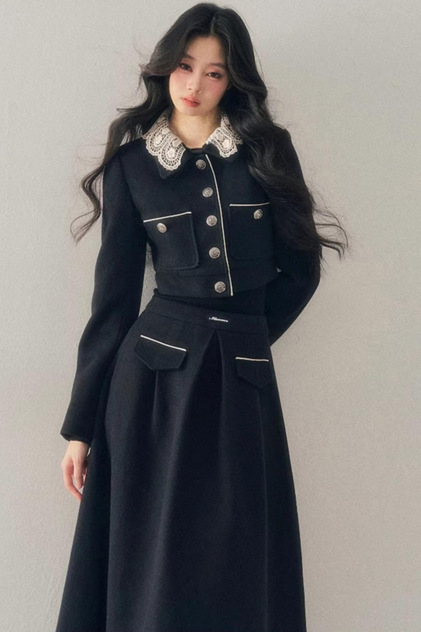 Whisper Lace Winter Suit Skirt Set-Up