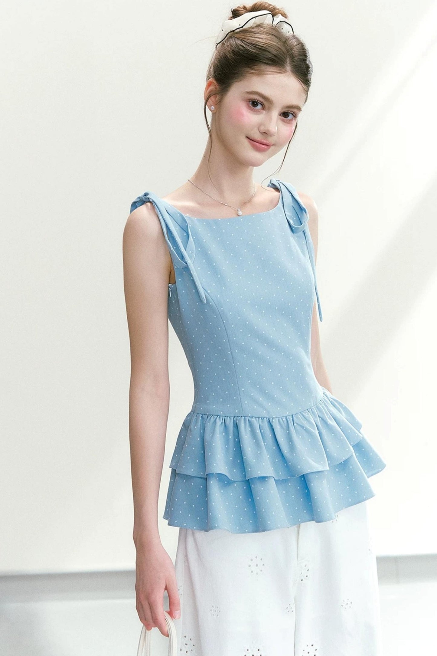 Polka Dot Ruffle Camisole Top