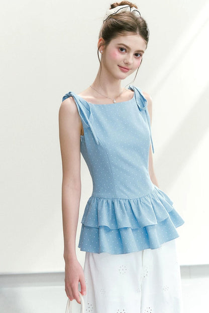 Polka Dot Ruffle Camisole Top