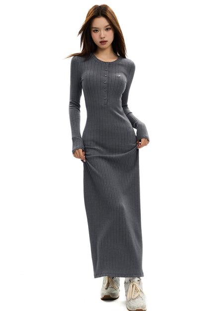 French Knit Fishtail Long Dress