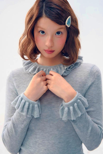 Three-Dimensional Lace Knit Slim Top