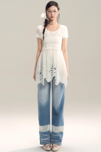 Moody Blue Cutout Jeans