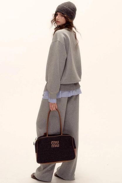 Plaid Patchwork Sweater Set-Up