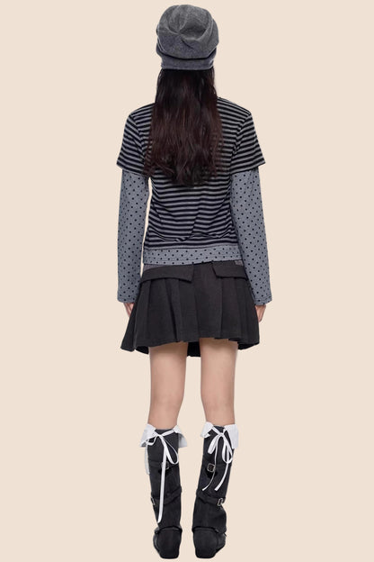 Retro-Oberteil mit gepunktetem Streifen