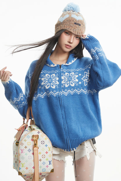 Snowflake Knitted Baggy Sweater