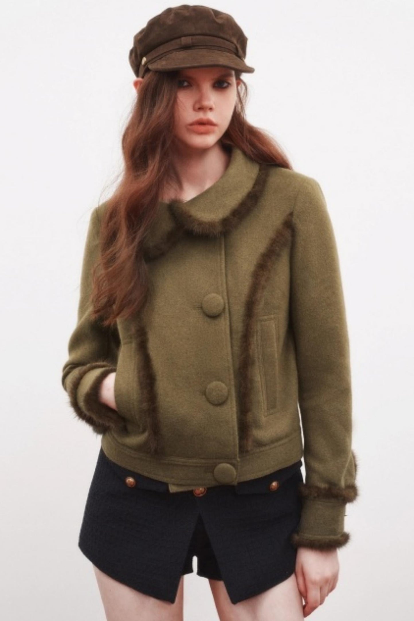 Warm Mink Fur Woolen Short Coat