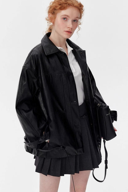 Vintage Black Oil Wax Leather Biker Jacket