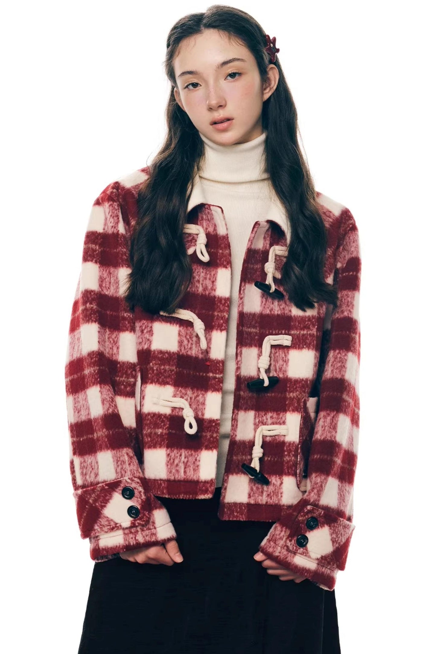 Retro Woolen Horn Button Jacket