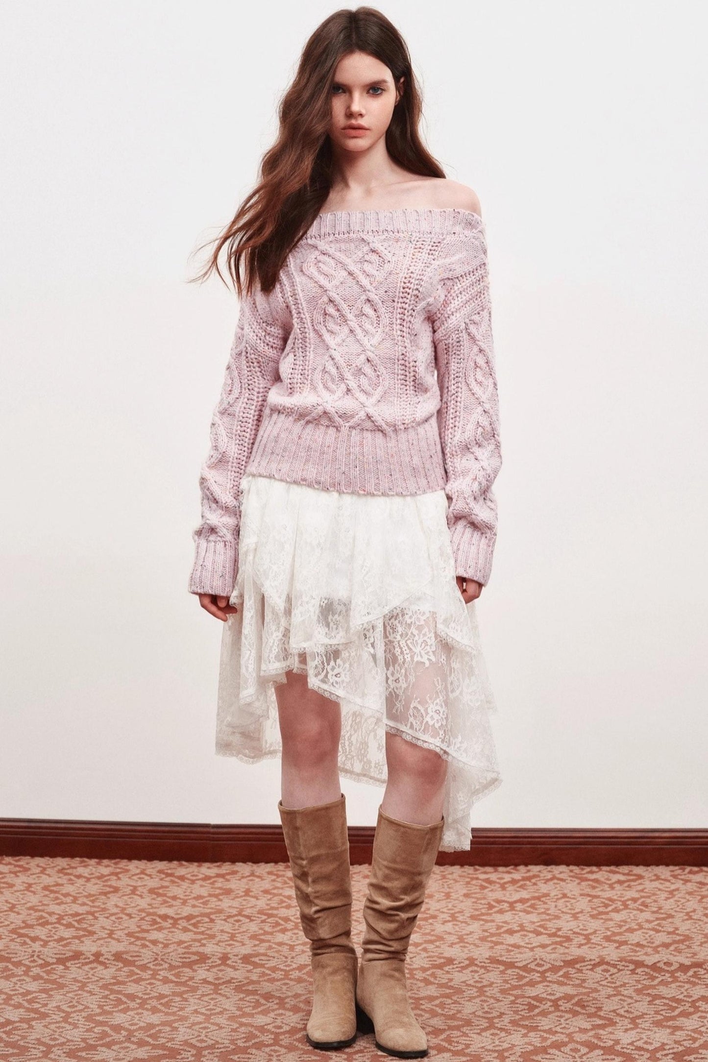 Irregular Striped One-Shoulder Sweater