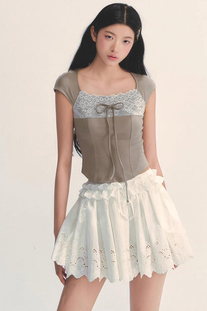 Cotton Lace Peplum Top