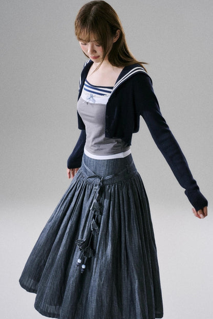 Cute Fake Two-Piece Layered Top