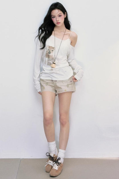 Sheer UV Protection One-Shoulder Top