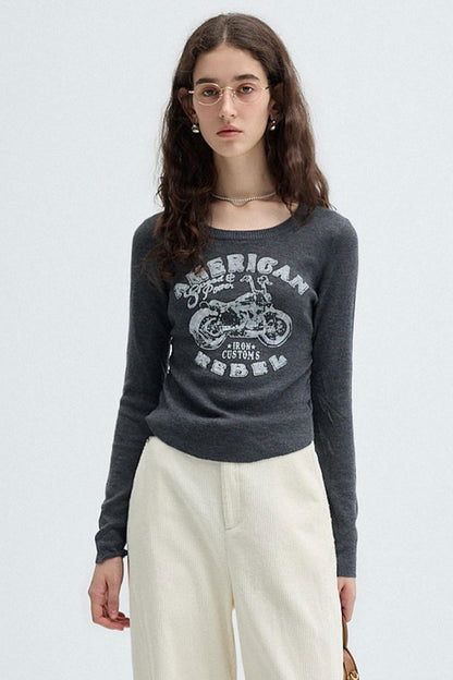 Slim WAIST CREWNECK KNITWEAR TOP