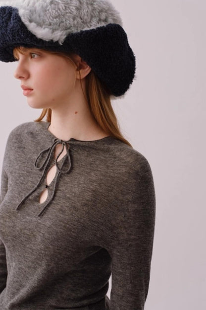 Water-Soluble Wool Knitted Blouse