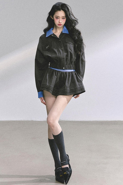 Womens Coat & Short Skirt Set-Up