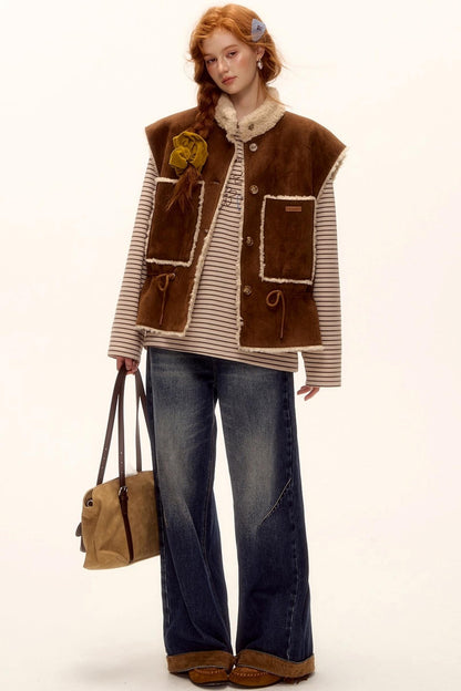 Reversible Fur Suede Vest Jacket