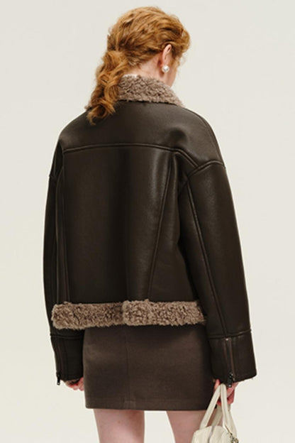 Lambswool Lined PU Leather Jacket