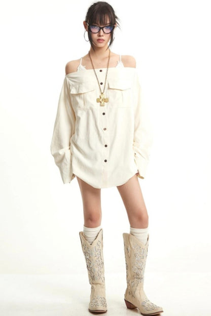 Retro Lazy Style One-Shoulder Top