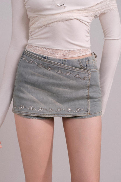 Slim A-Line Denim Skirt