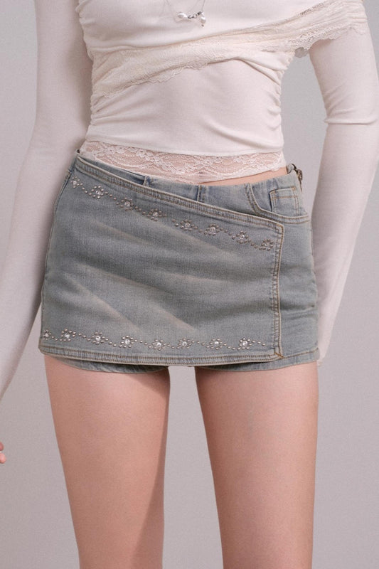Slim A-Line Denim Skirt