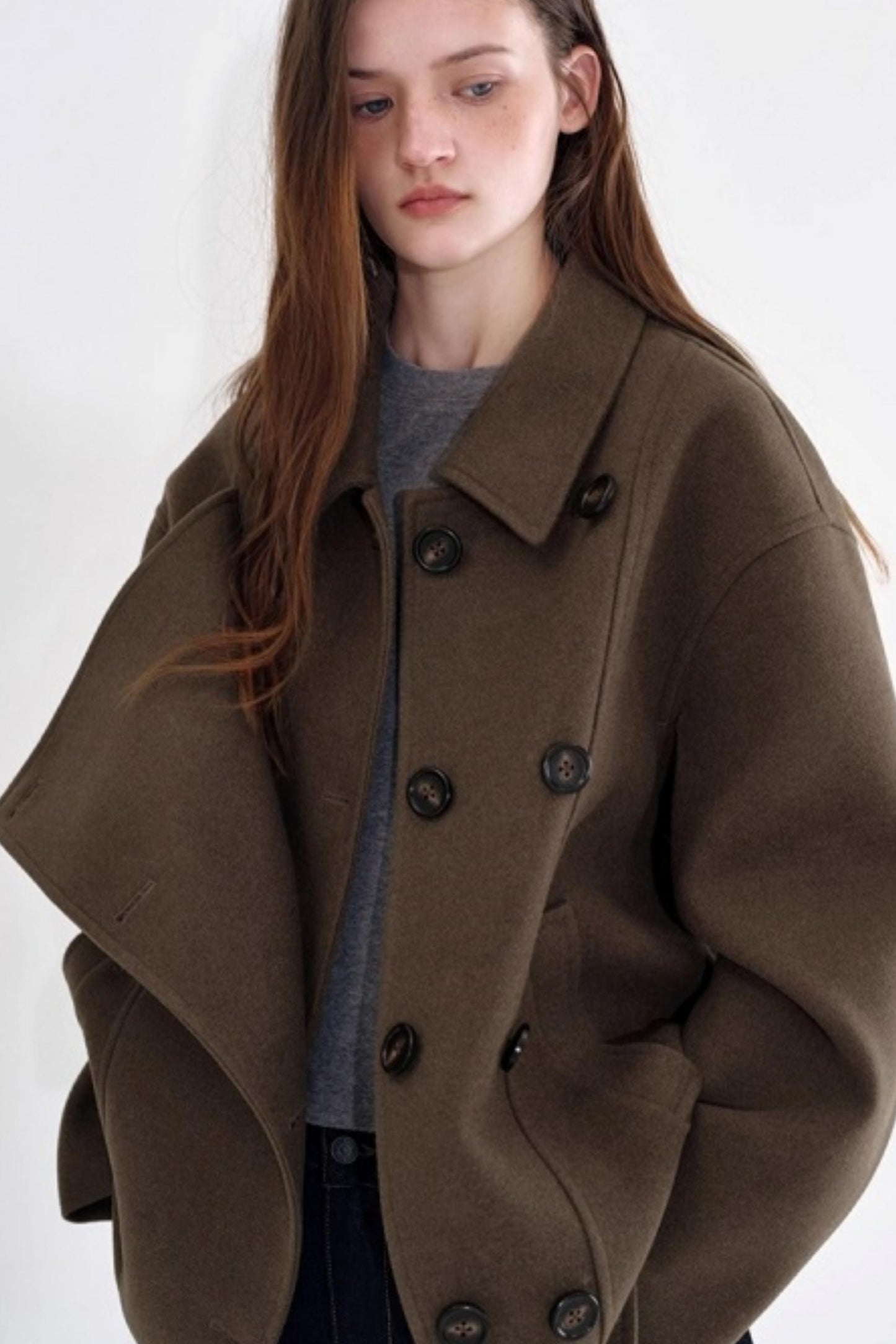 Woolen Double Placket Coat