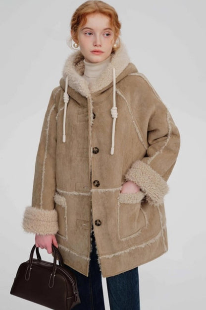 Hooded Suede Wool Jacket