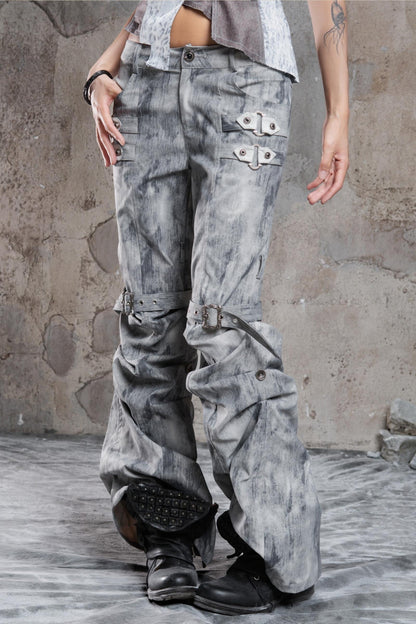 Vintage Distressed Slim Fit Trousers