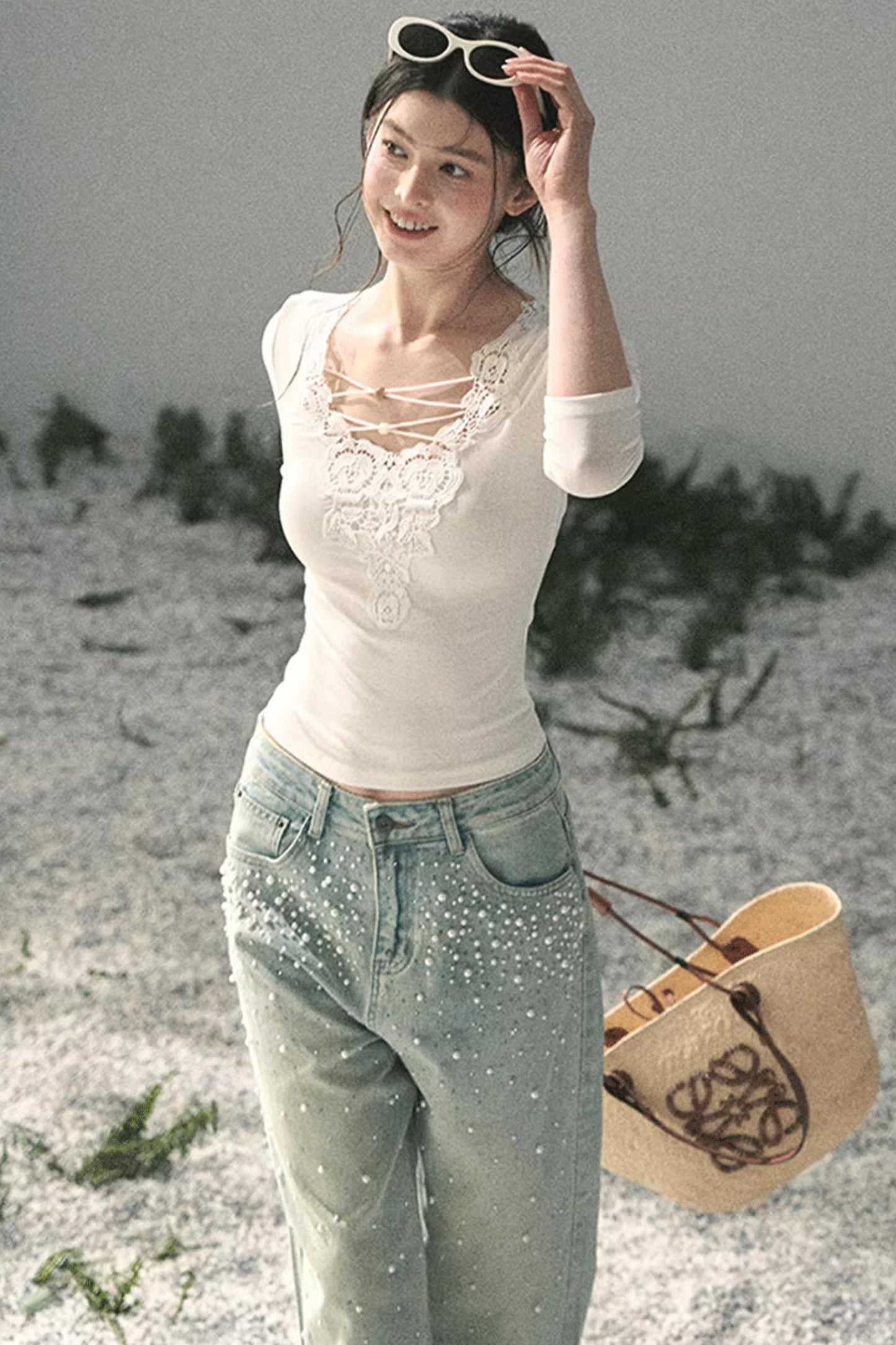 Lace V-Neck Summer Top