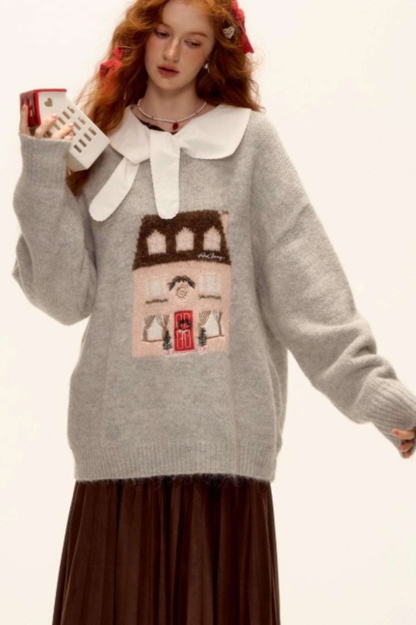 Jacquard Embroidered Wool Sweater