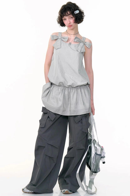 American Retro High Waist Cargo Trousers