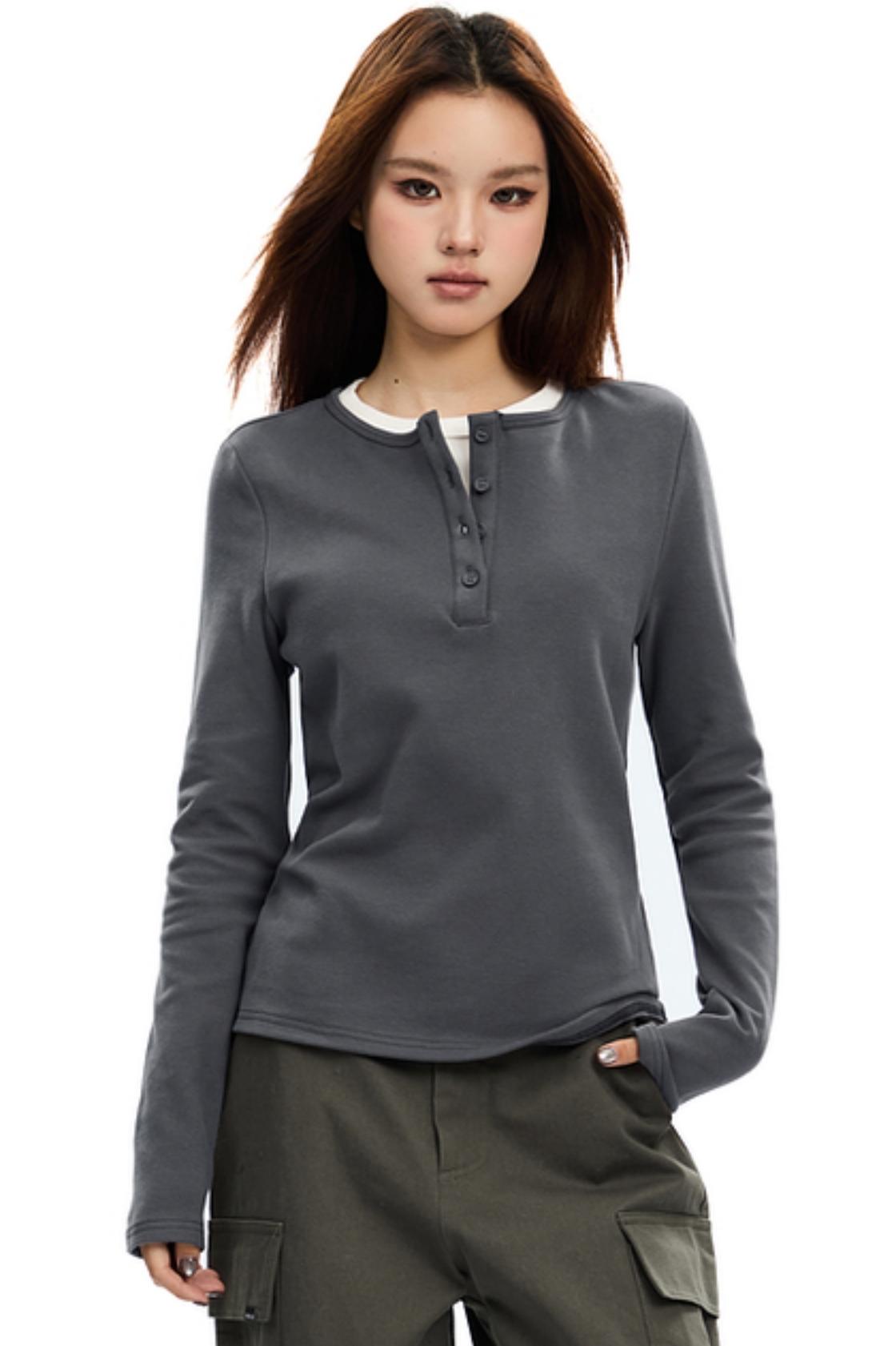 Simple Contrast Crew Neck Knit Top