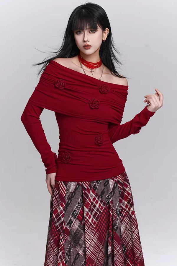 Stunning Red Off-Shoulder Top