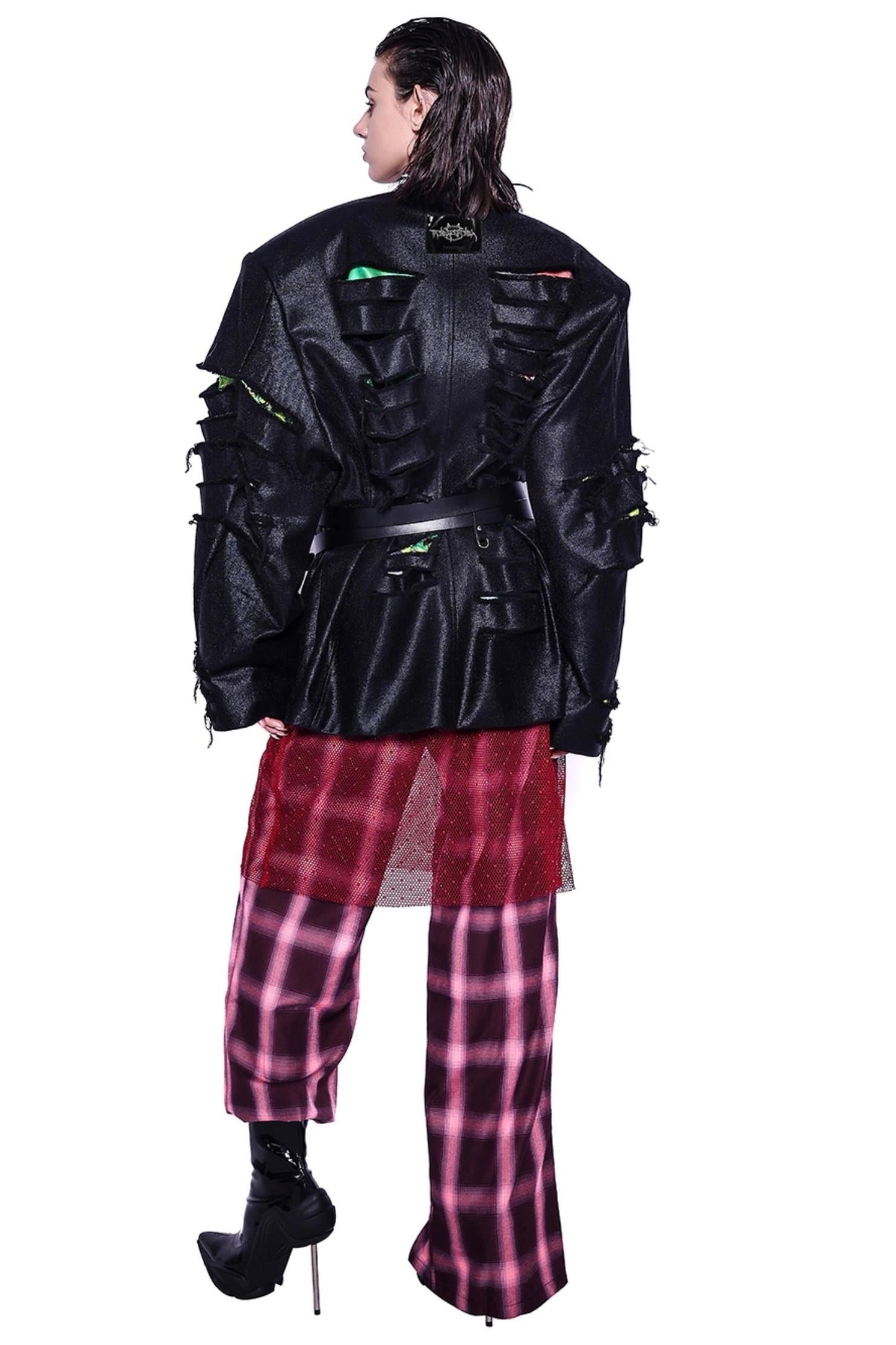 Plaid High-Waist Trousers