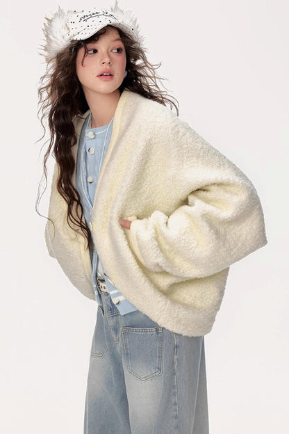 Vintage Lazy V-Neck Hoop Jacket