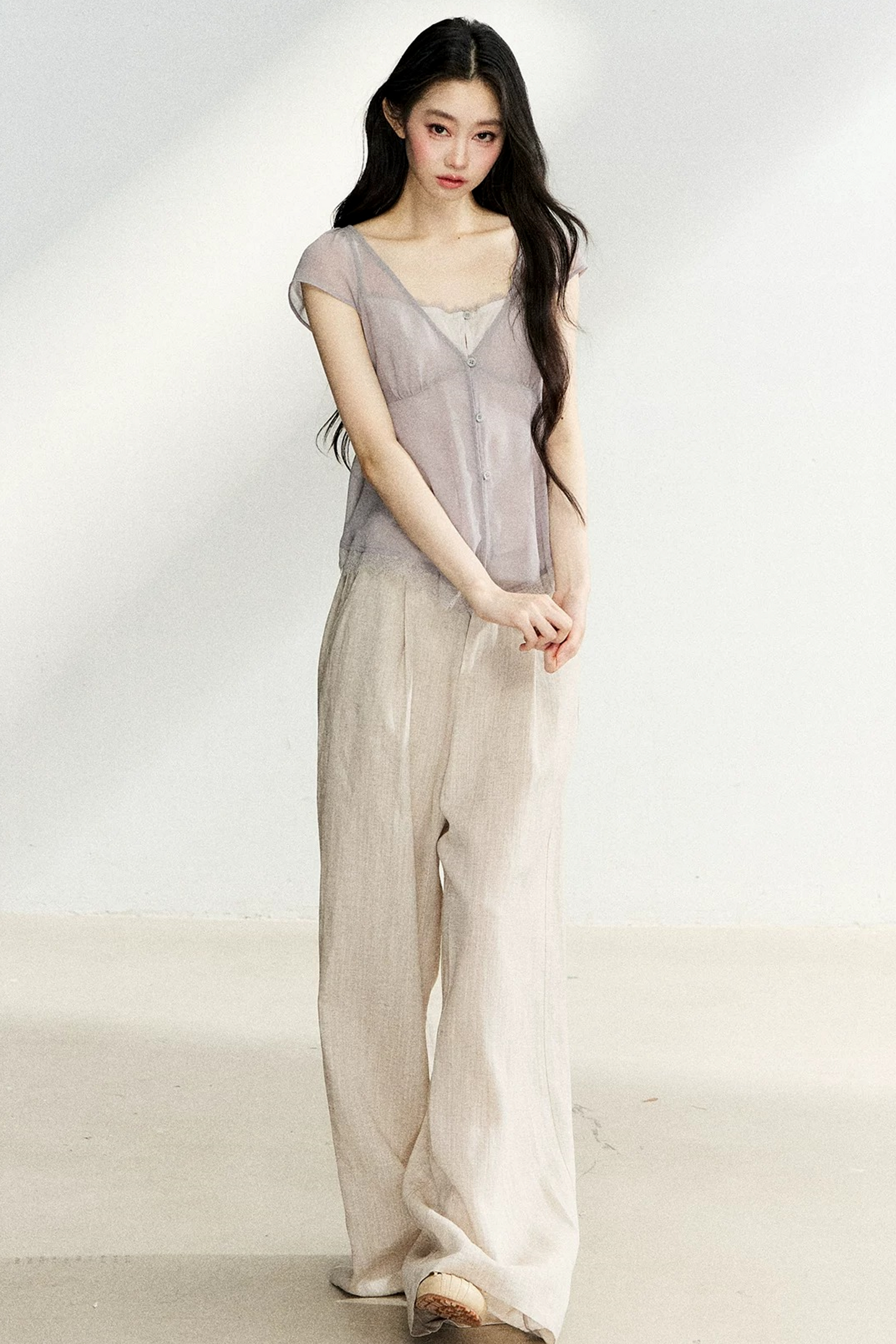 Linen Drape Wide-Leg Pants
