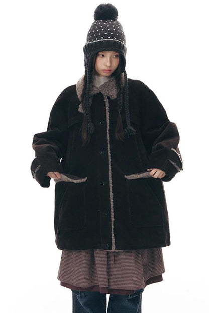 Corduroy Plush Patchwork Jacket