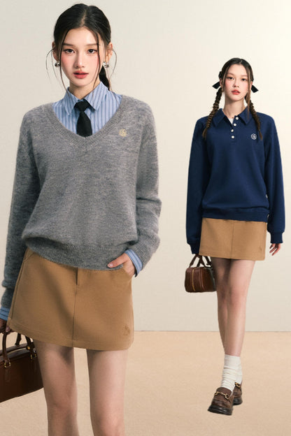 Slim High-Waisted Woolen Skirt