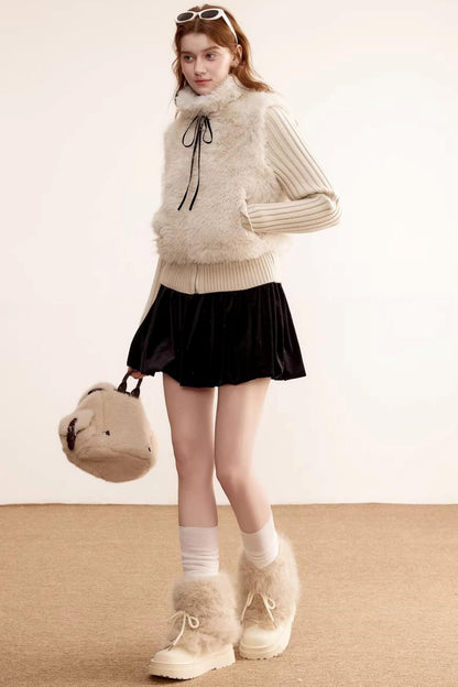 Detachable Sleeve Fur Coat