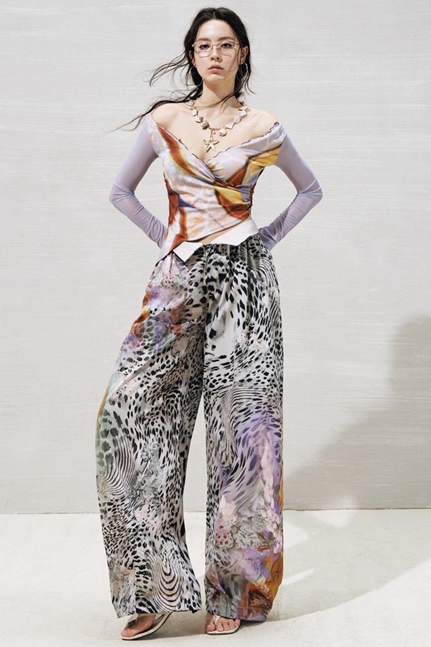 Garden Impression Leopard Print Pants