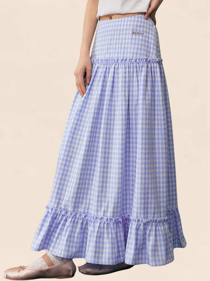 French Plaid Midi Skirt