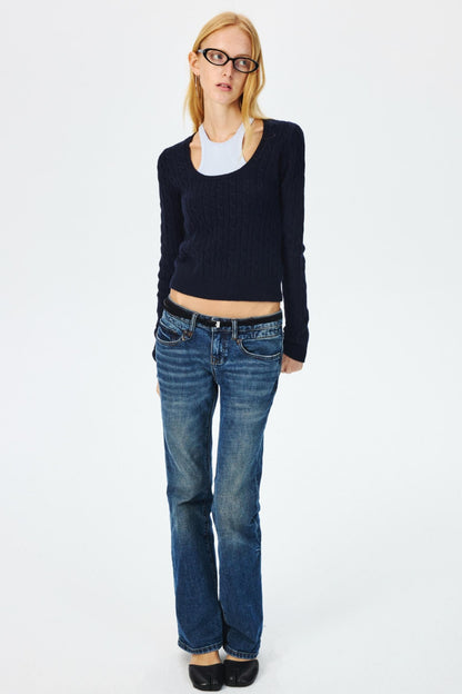 Wool Cropped Slim Fit Top