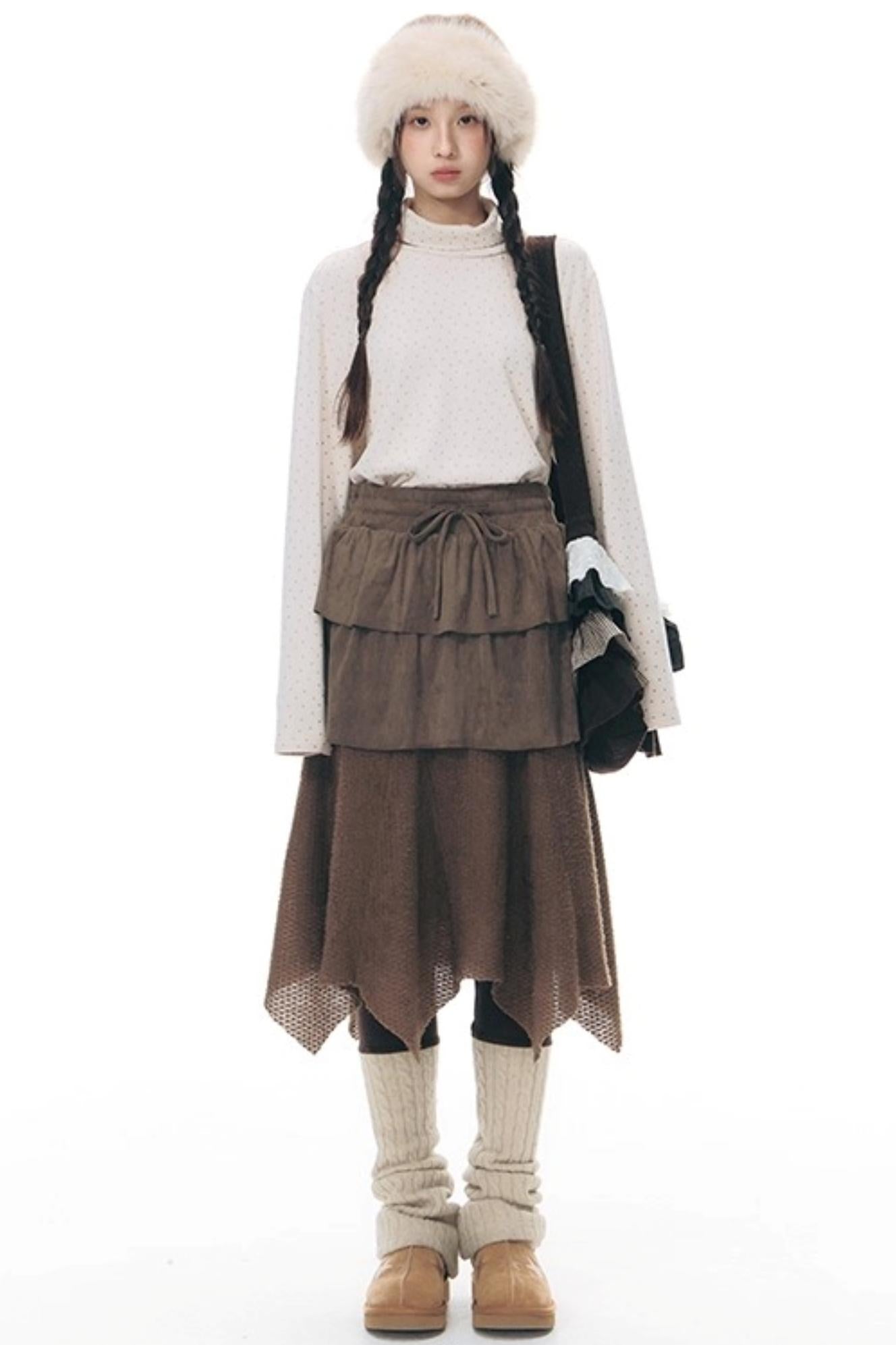 Patchwork Irregular Umbrella Skirt