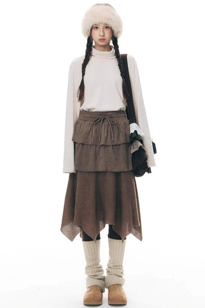 Patchwork Irregular Umbrella Skirt