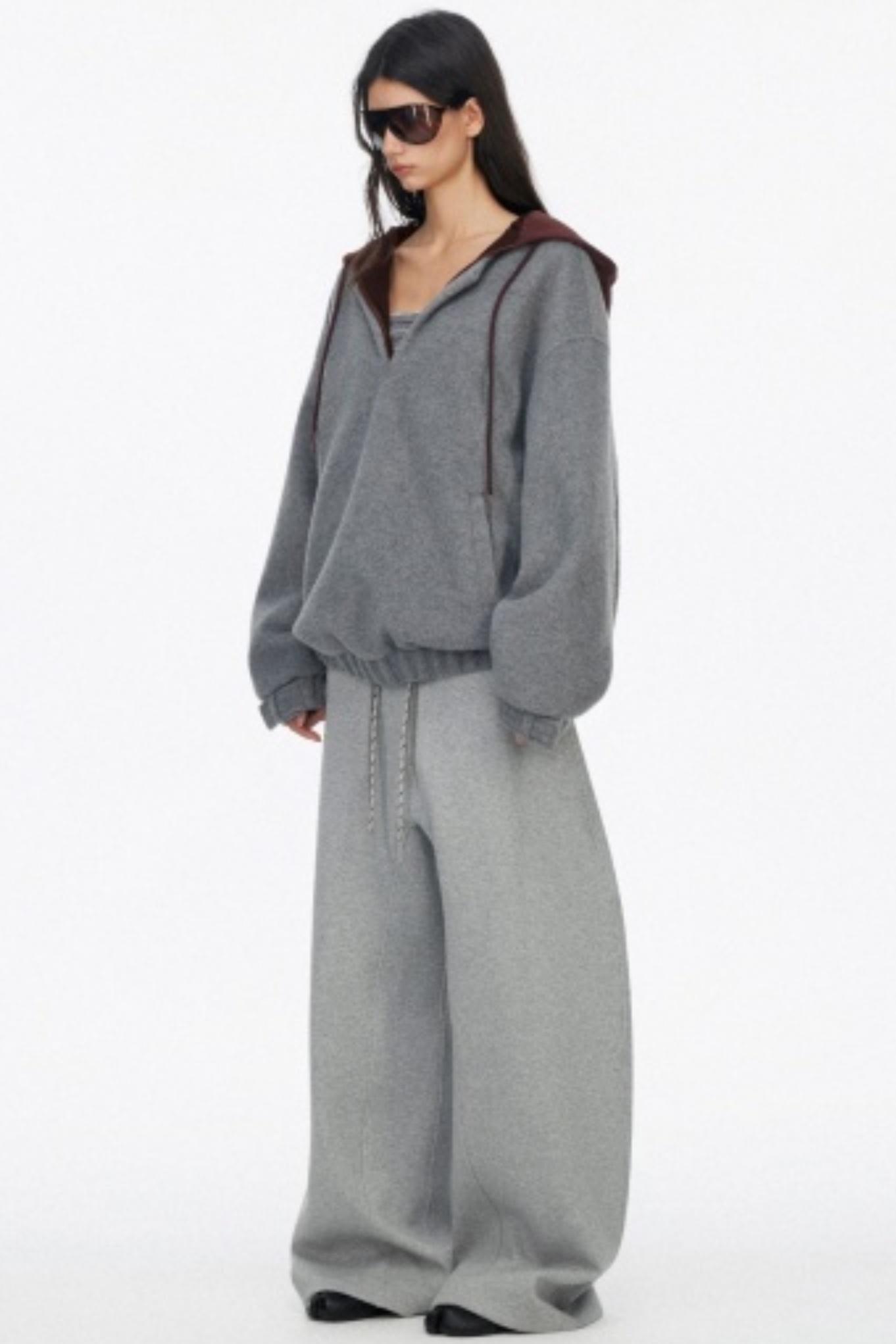 Loose Wool V-Neck Knit Sweatshirt