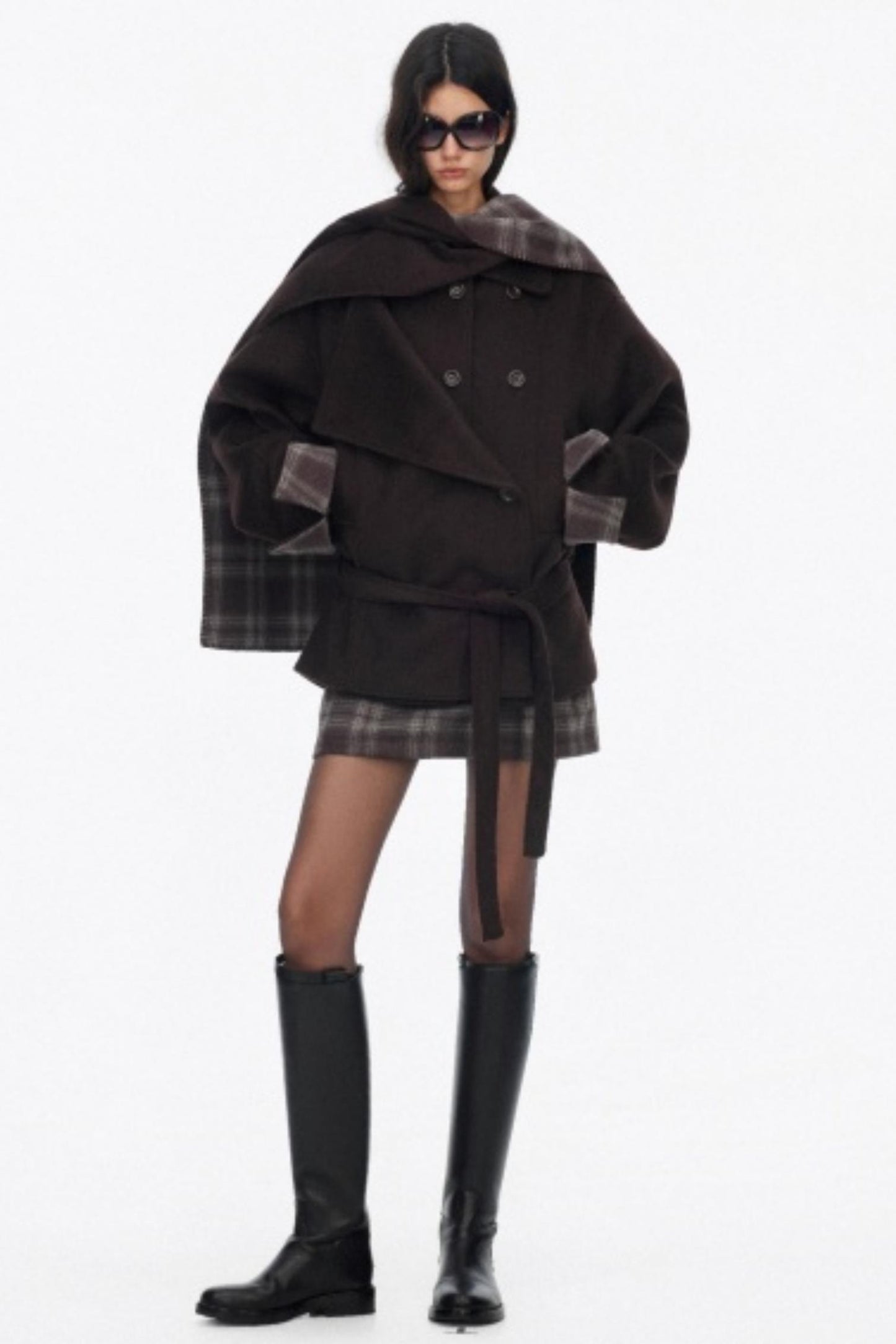 Asymmetrical Wool Coat Skirt Set-Up