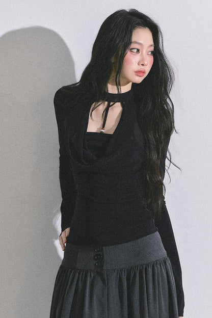 Pure Desire Long-Sleeved Black Top