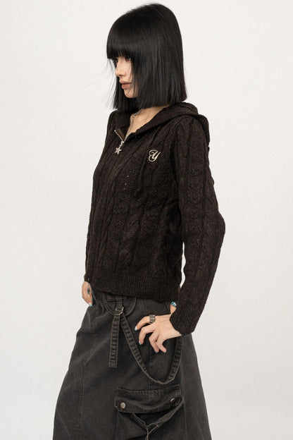 American Spice Hooded Zipper Cardigan