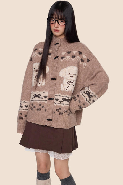 Vintage Dog Knit Cardigan Sweater