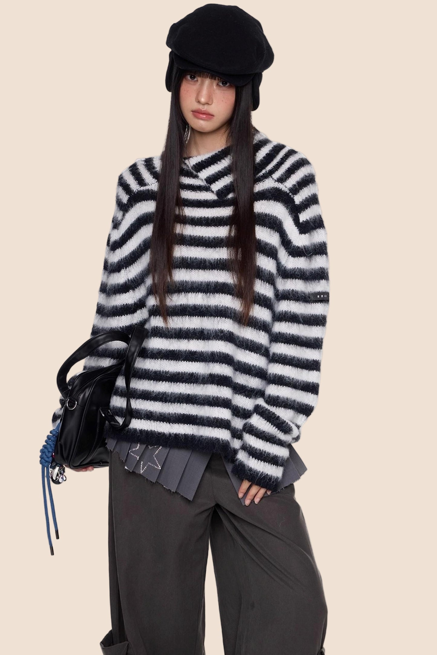 Irregular Lapel Knit Sweater